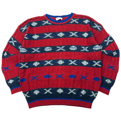 Vintage 90s Hugo Boss Knit Pattern Jumper Size L