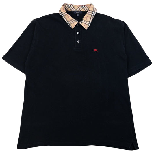 Vintage 2000s Burberry Nova Check Collar Polo Shirt Size M | Medium, Black
