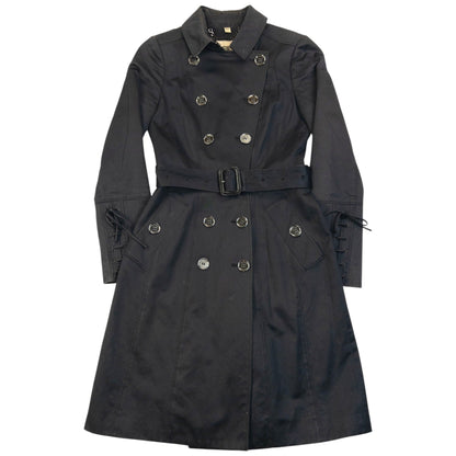 Vintage 2000s Burberry Belt Waist Lace-Up Trench Jacket Womens Size XS | XS, Black