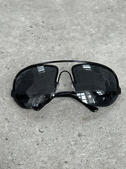 Versace 2000s Shield Aviator Logo Sunglasses