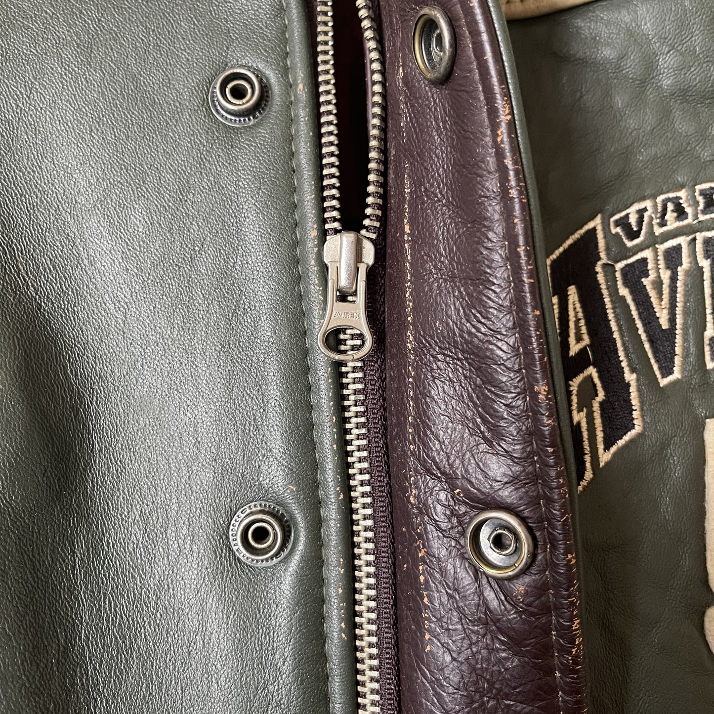 Avirex Wild Bears Leather Varsity Jacket - M | Medium, Cream