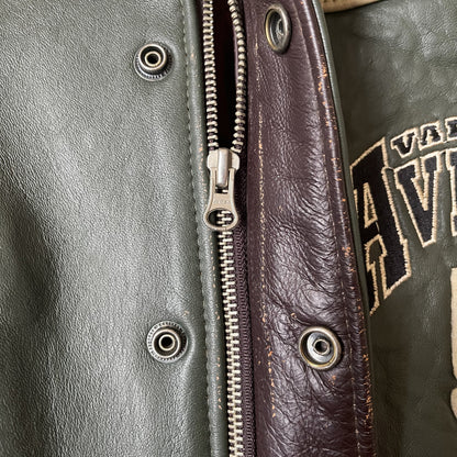 Avirex Wild Bears Leather Varsity Jacket - M | Medium, Cream