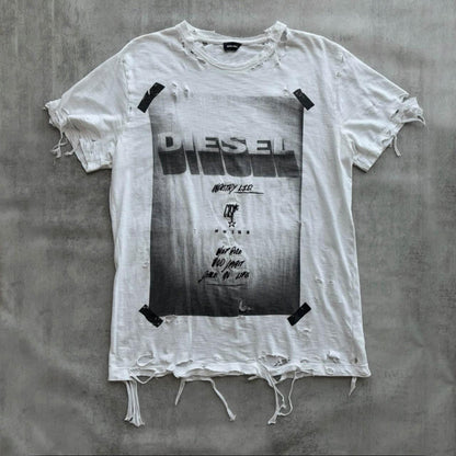 DIESEL DISTRESSED T-SHIRT | O/S, Red