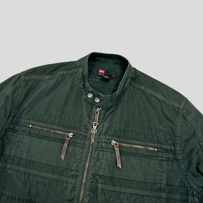 Diesel 00’s Green Cotton Multipocket Cargo Moto Jacket - L | XL, Green