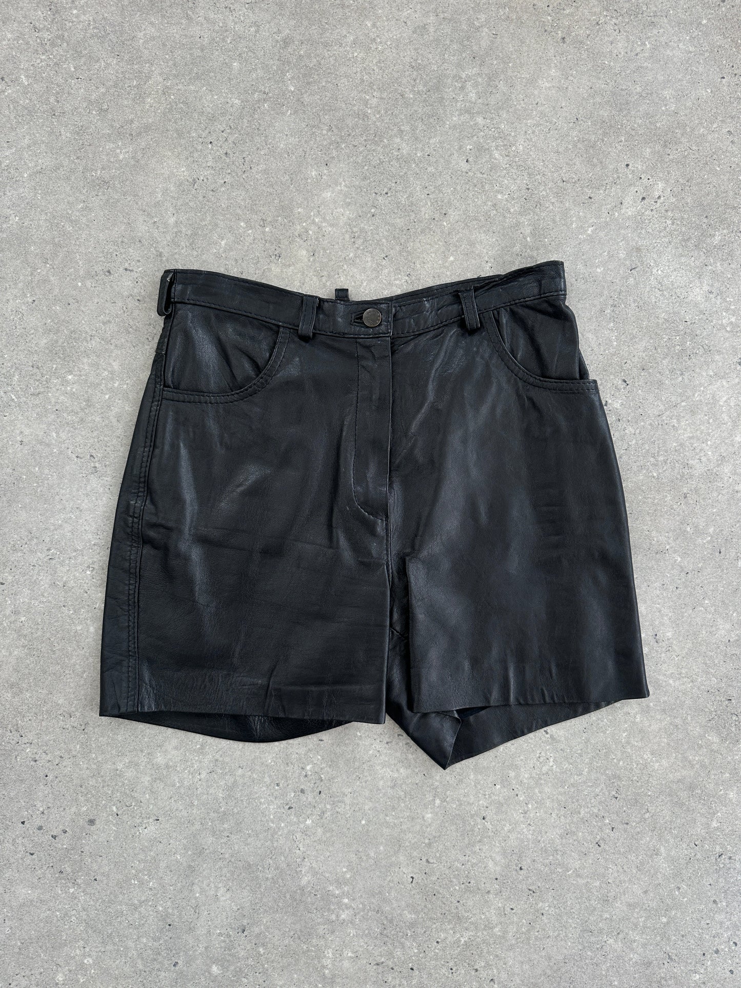 Vintage Leather High Waisted Mini Shorts - W27