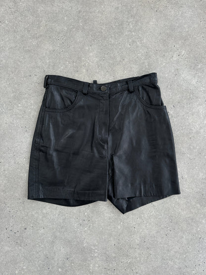 Vintage Leather High Waisted Mini Shorts - W27