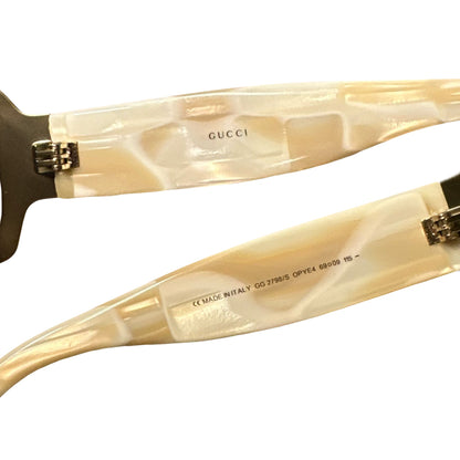 Gucci Sunglasses In Marble White & Gold