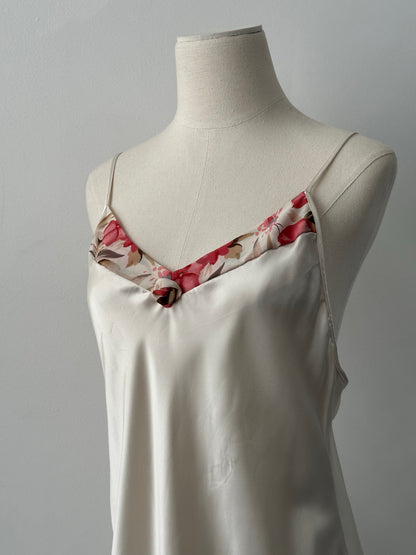 USA Vintage 1990s Floral Satin Mini Slip Dress - S