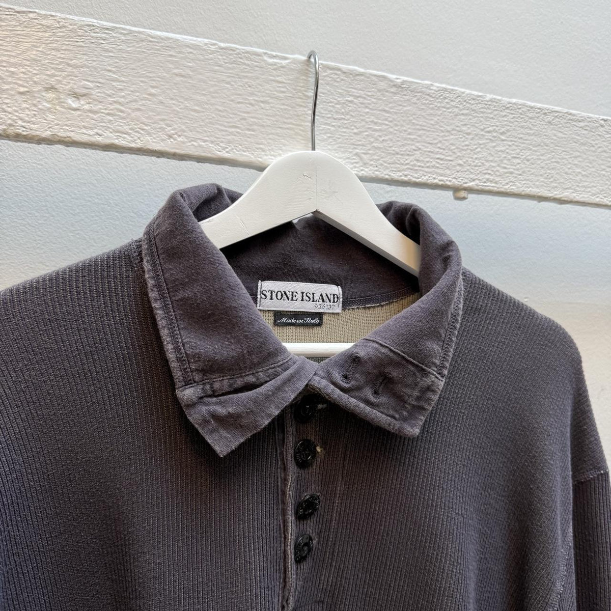 Early 00’s Stone Island Ribbed Knit Jumper (XL) | Extra Large, Charcoal