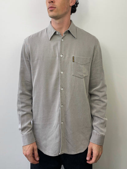 Armani Jeans 00s Fine Rib Shirt | X-Large, Light Grey