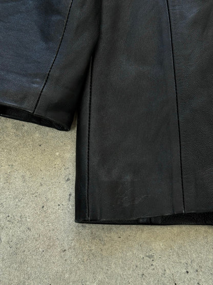 British Vintage 1990s Fitted Leather Jacket - S