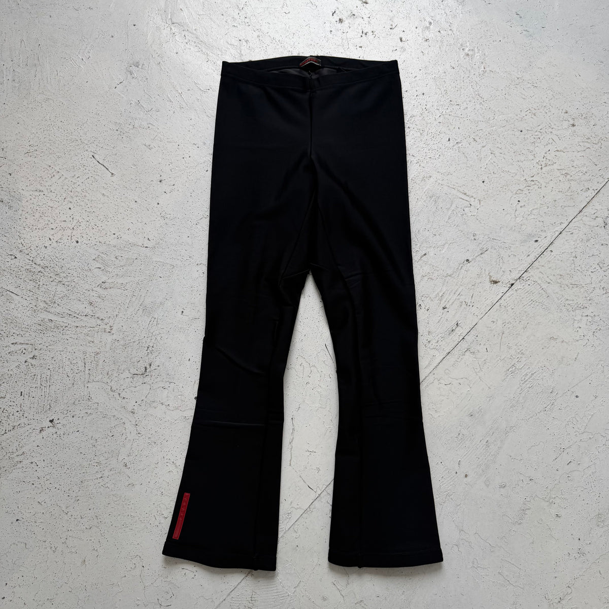2000s prada sport neoprene panelled flared trousers | O/S, Red