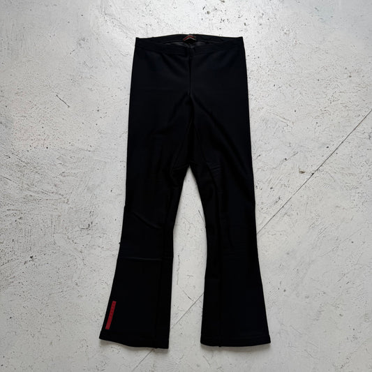 2000s prada sport neoprene panelled flared trousers | O/S, Red