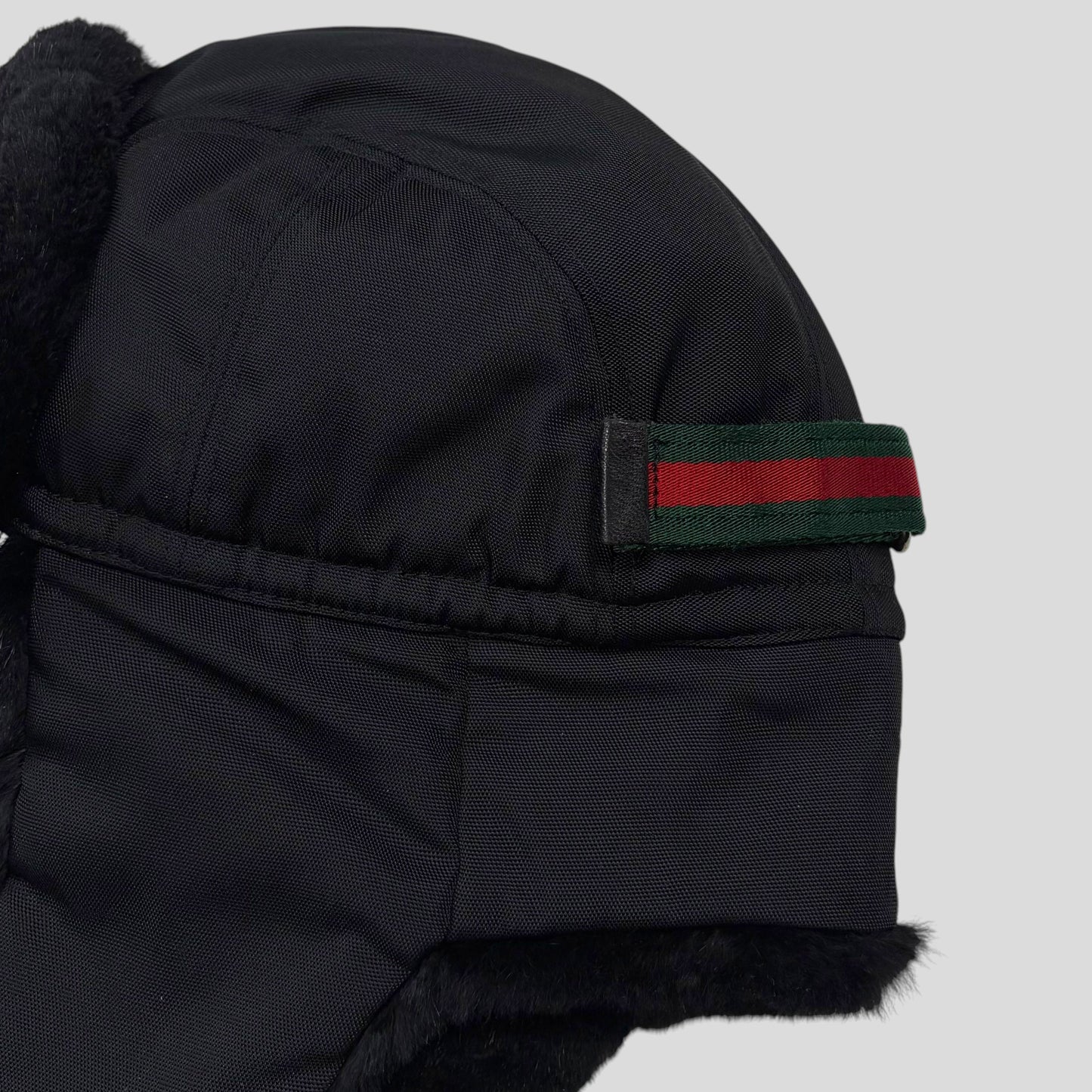 Gucci by Tom Ford 00’s Nylon Canvas Fur Trapper Hat - S | O/S, Black