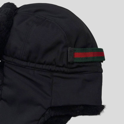 Gucci by Tom Ford 00’s Nylon Canvas Fur Trapper Hat - S | O/S, Black