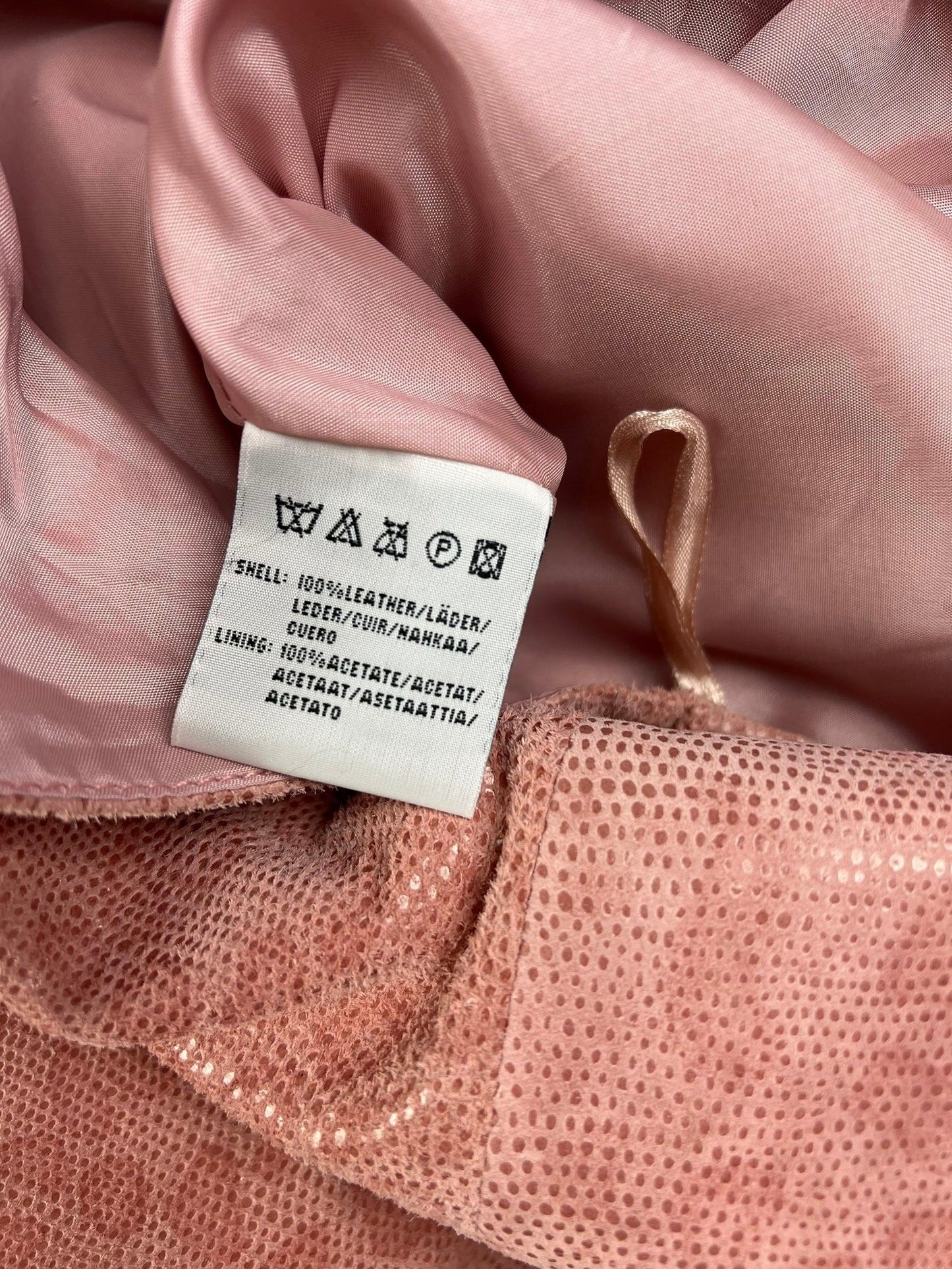 Hennes 1990s pink leather snakeskin skirt