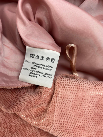 Hennes 1990s pink leather snakeskin skirt