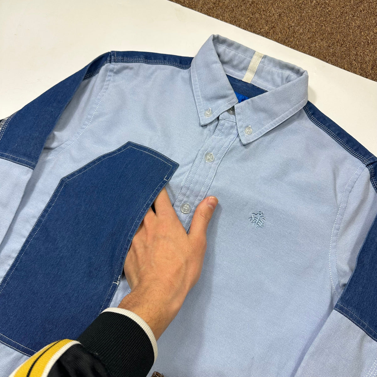 Junya Watanabe x Brooks Brothers 2005 Patchwork Cargo Shirt - M (S) | Blue
