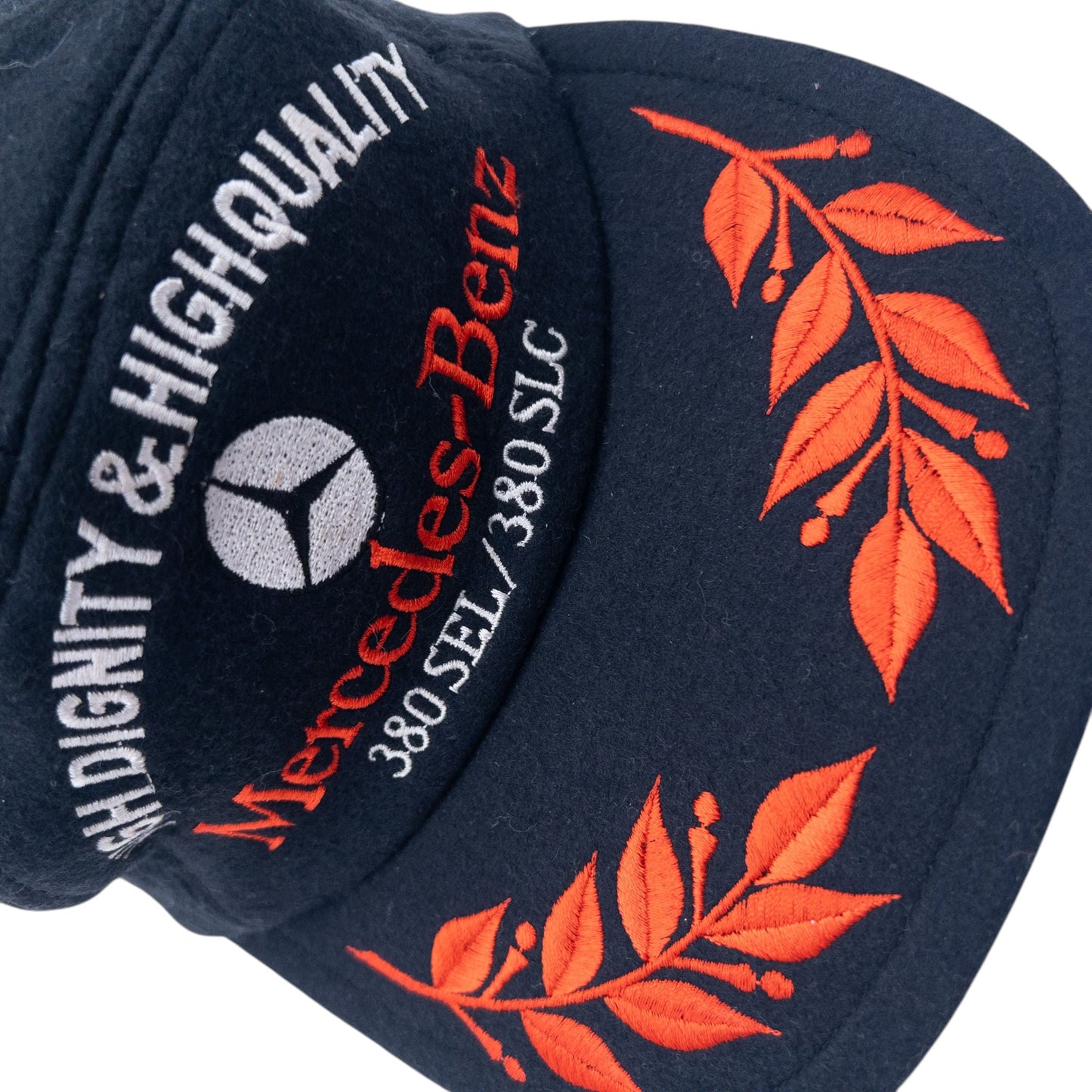 Vintage 80s Mercedes Benz Embroidered Wool Hat Size L | O/S, Black