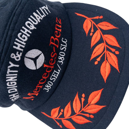 Vintage 80s Mercedes Benz Embroidered Wool Hat Size L | O/S, Black