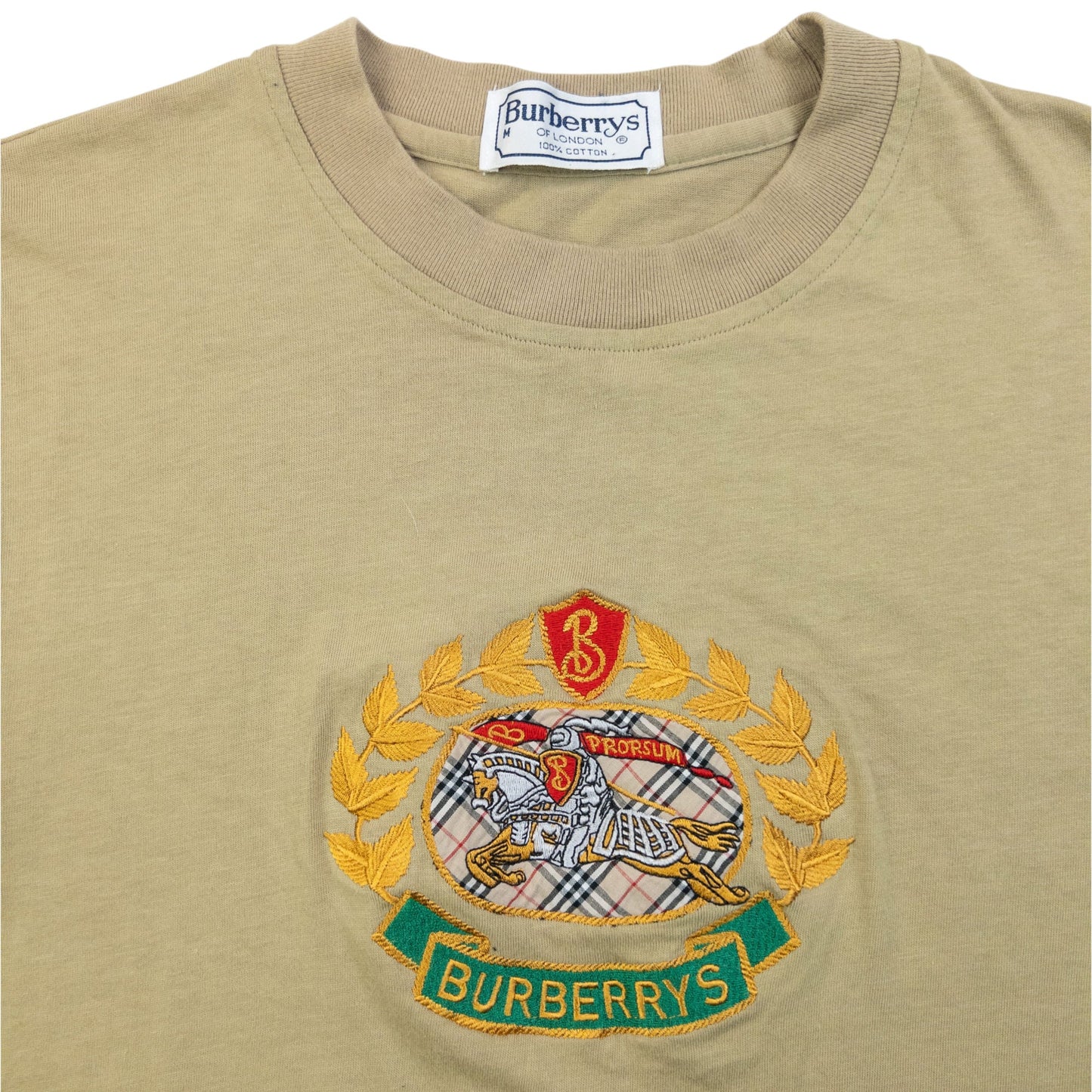 Vintage 90s Burberry Embroidered T Shirt Size S | Small, Multicoloured