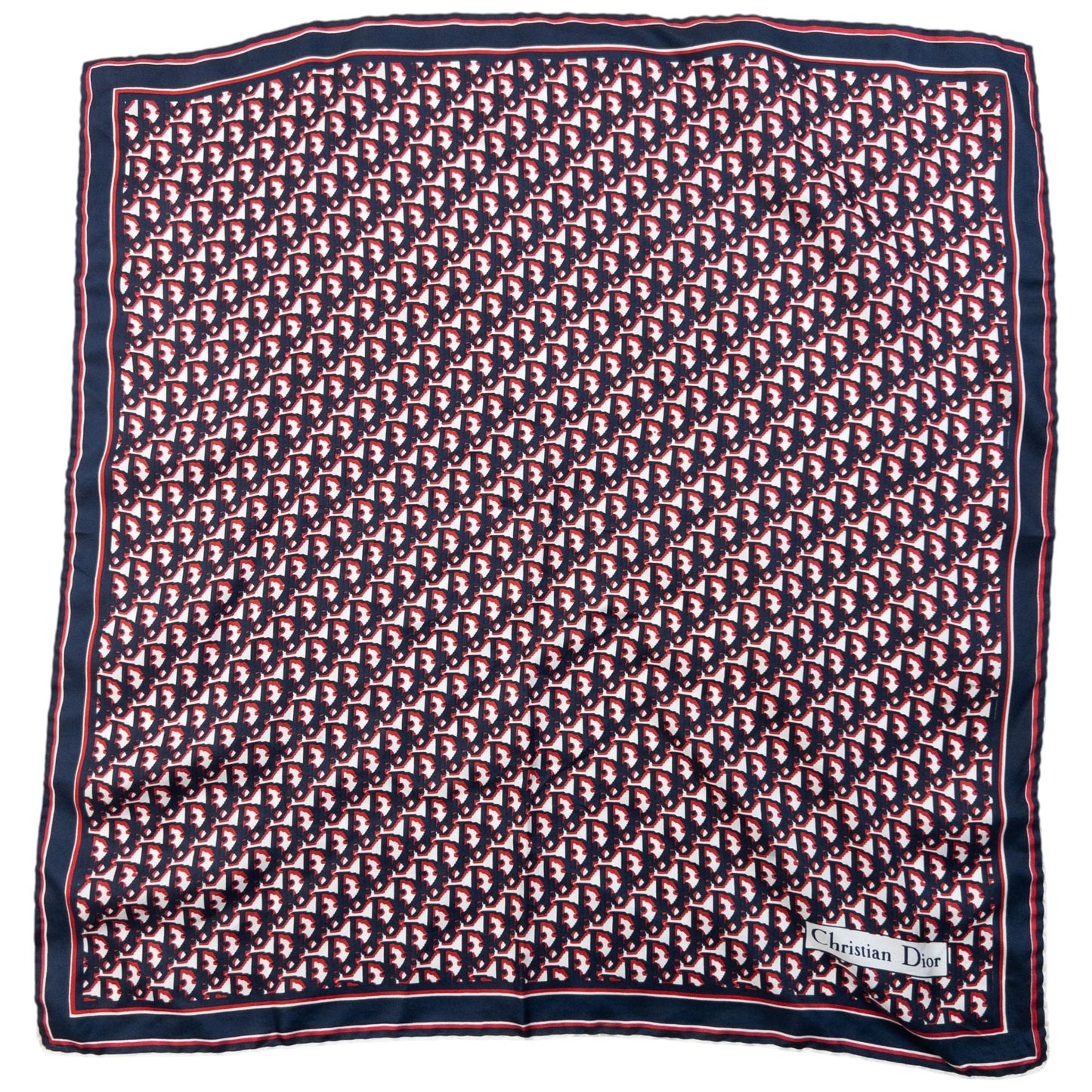 Vintage 2000s Dior Monogram Silk Scarf | O/S, Navy