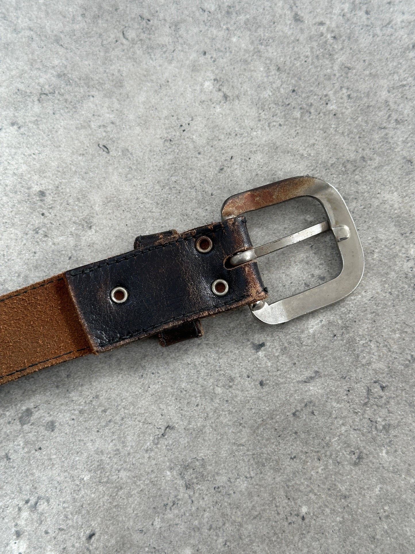 Vintage 1980s Distressed Leather Belt - W27-35