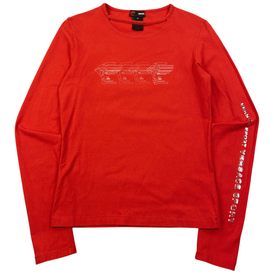 Vintage Versace Sport Long Sleeve T Shirt Womens Size L | Large, Red
