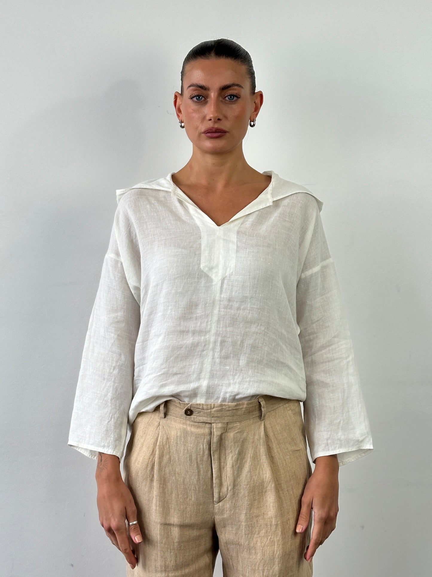 Max Mara Pure Linen Hooded Top - S/M