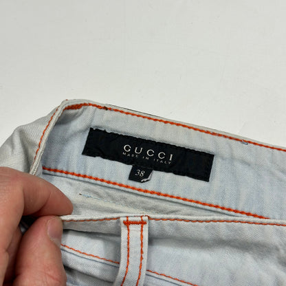 Gucci 2009 Denim Contrast Stitch Cargo Pocket Wraparound Miniskirt - IT38 | Default Title, Blue