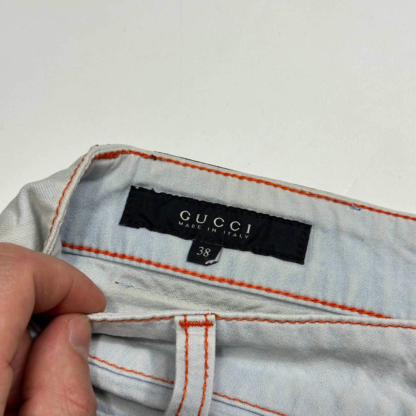 Gucci 2009 Denim Contrast Stitch Cargo Pocket Wraparound Miniskirt - IT38 | Default Title, Blue