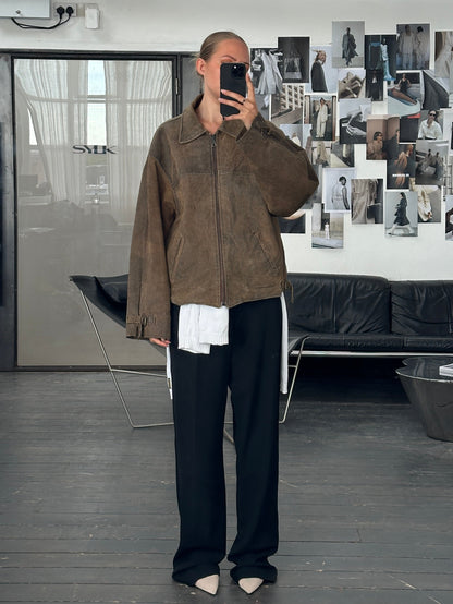 Vintage 1980s Boxy Leather Jacket - XL