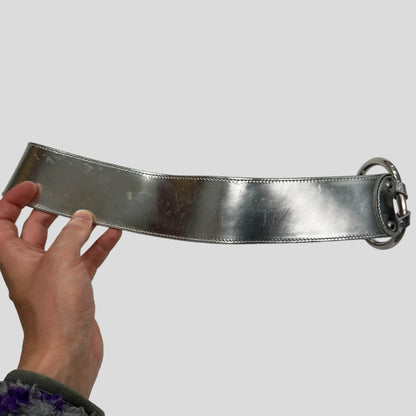 Prada Milano 90’s Astro Leather Metal Buckle Belt