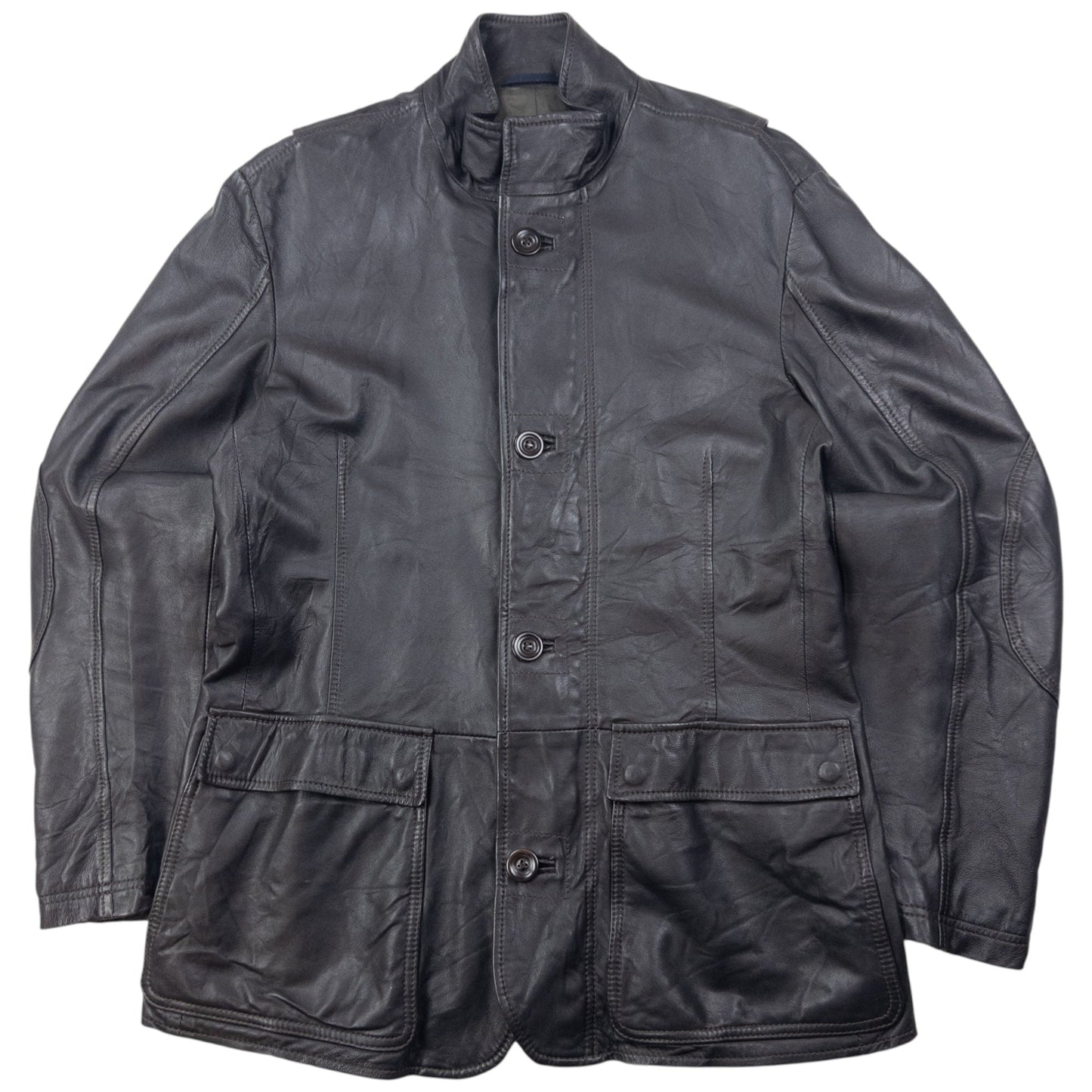 Vintage Armani Jeans Zip Up Leather Jacket Size M