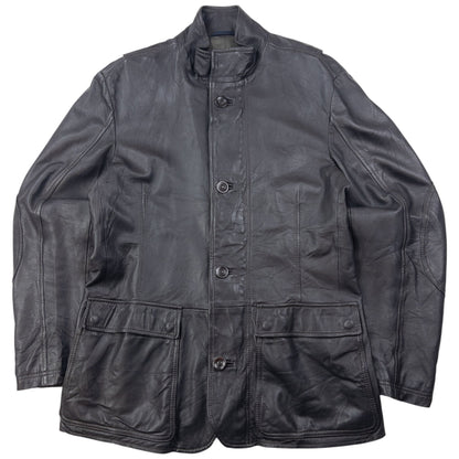 Vintage Armani Jeans Zip Up Leather Jacket Size M