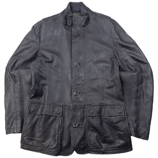 Vintage Armani Jeans Zip Up Leather Jacket Size M