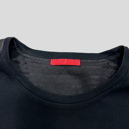 Prada Sport 2009 Technical Nylon Panelled Black Tab T-shirt - XL