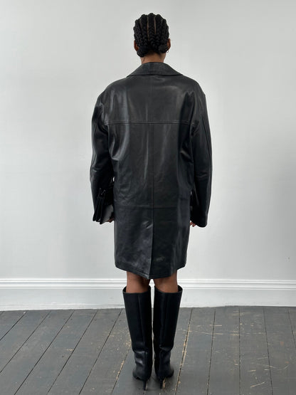 Conbipel 1990s Leather Trench Coat - XL