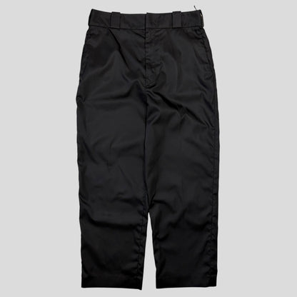 Prada Milano 2018 Black Nylon Gabardine Triangle Logo Trousers - IT40 | O/S, Black