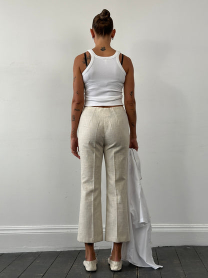 Vintage Front Zip Linen Flared Trousers - W26