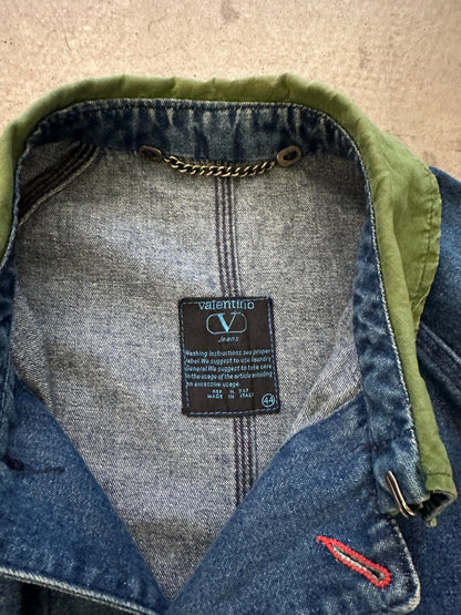 1990’s Valentino Job Matched Denim Chore Jacket - XL | Blue, Red