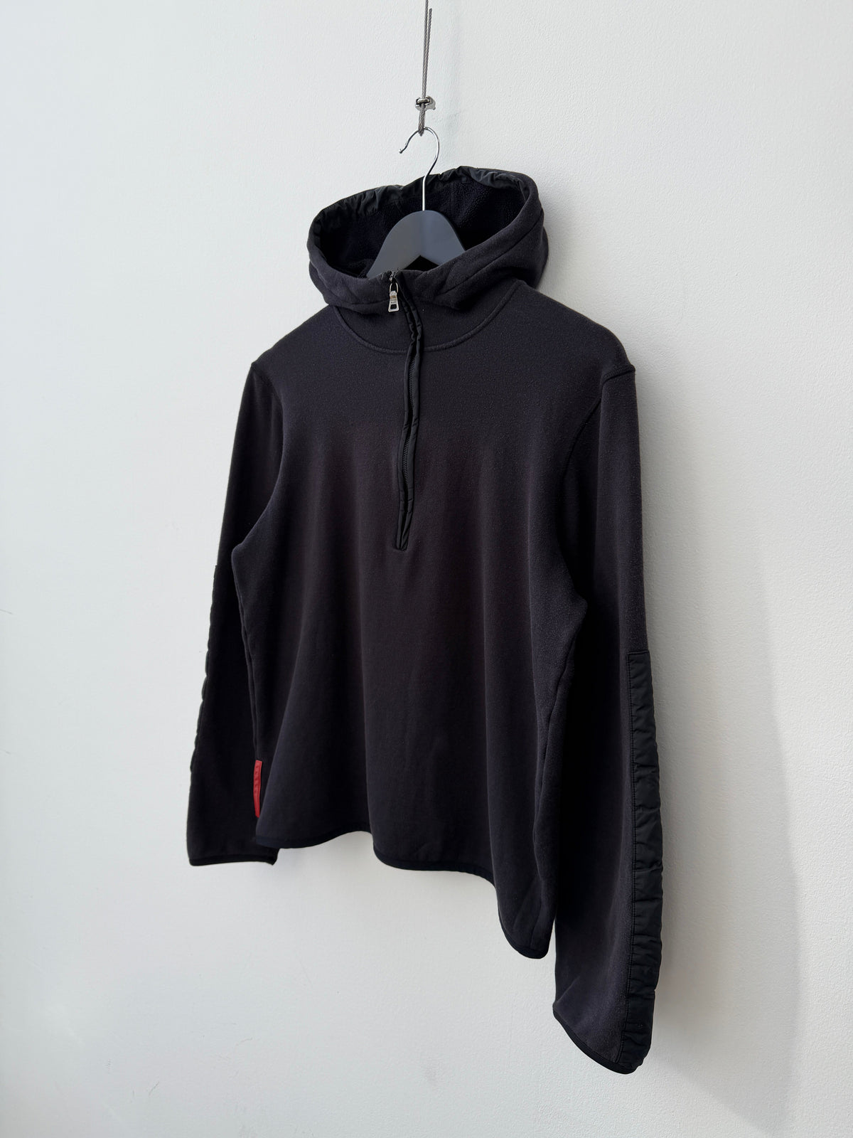 Prada Sport 2010 Half-Zip Nylon Fleeced Hoodie | Medium, Red