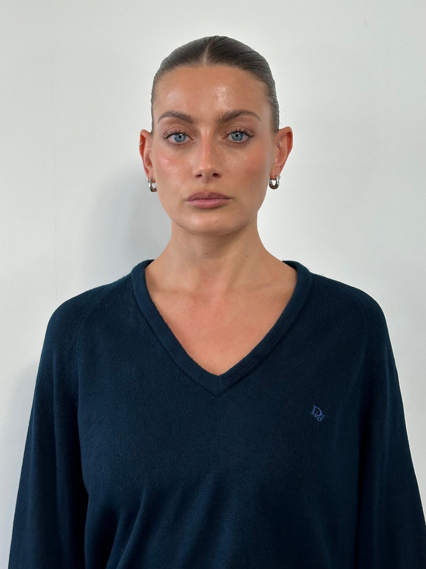 Christian Dior V 1980s Neck Logo Knitted Jumper - L