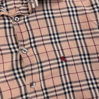 Vintage 2000s Burberry Nova Check Long Sleeve Button Up Shirt Size S | Small, Beige