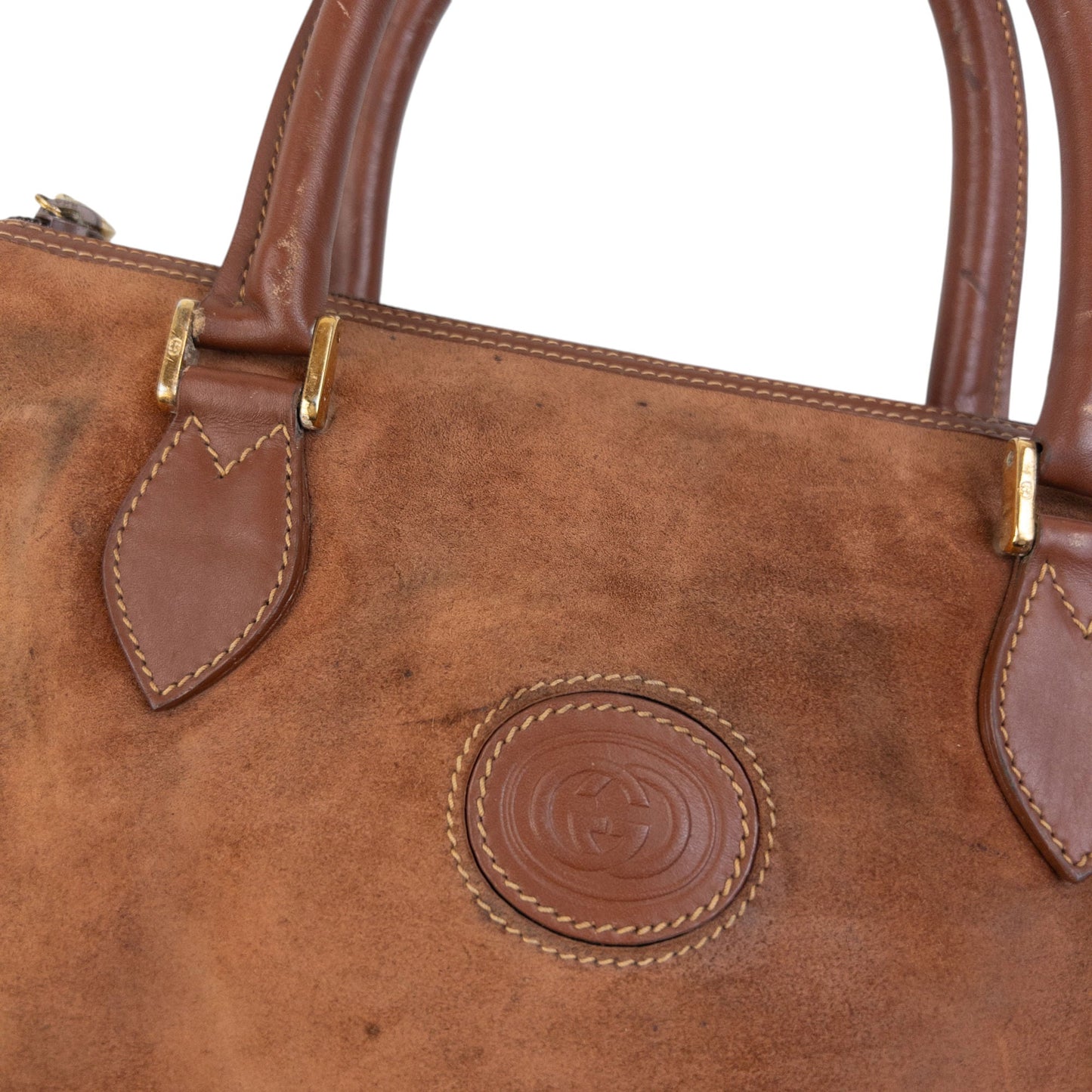 Vintage 80s Gucci Suede Handbag | O/S, Brown