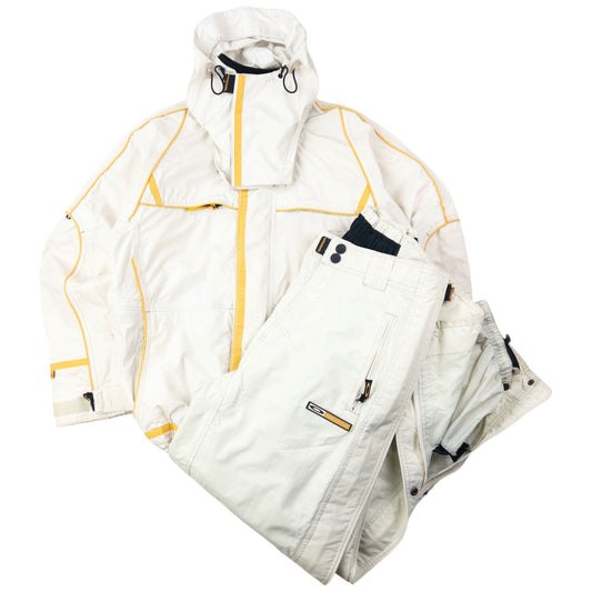 Vintage 2000s Oakley Snowboarding Jacket & Full Zip Trousers Set Size M | Medium, Cream