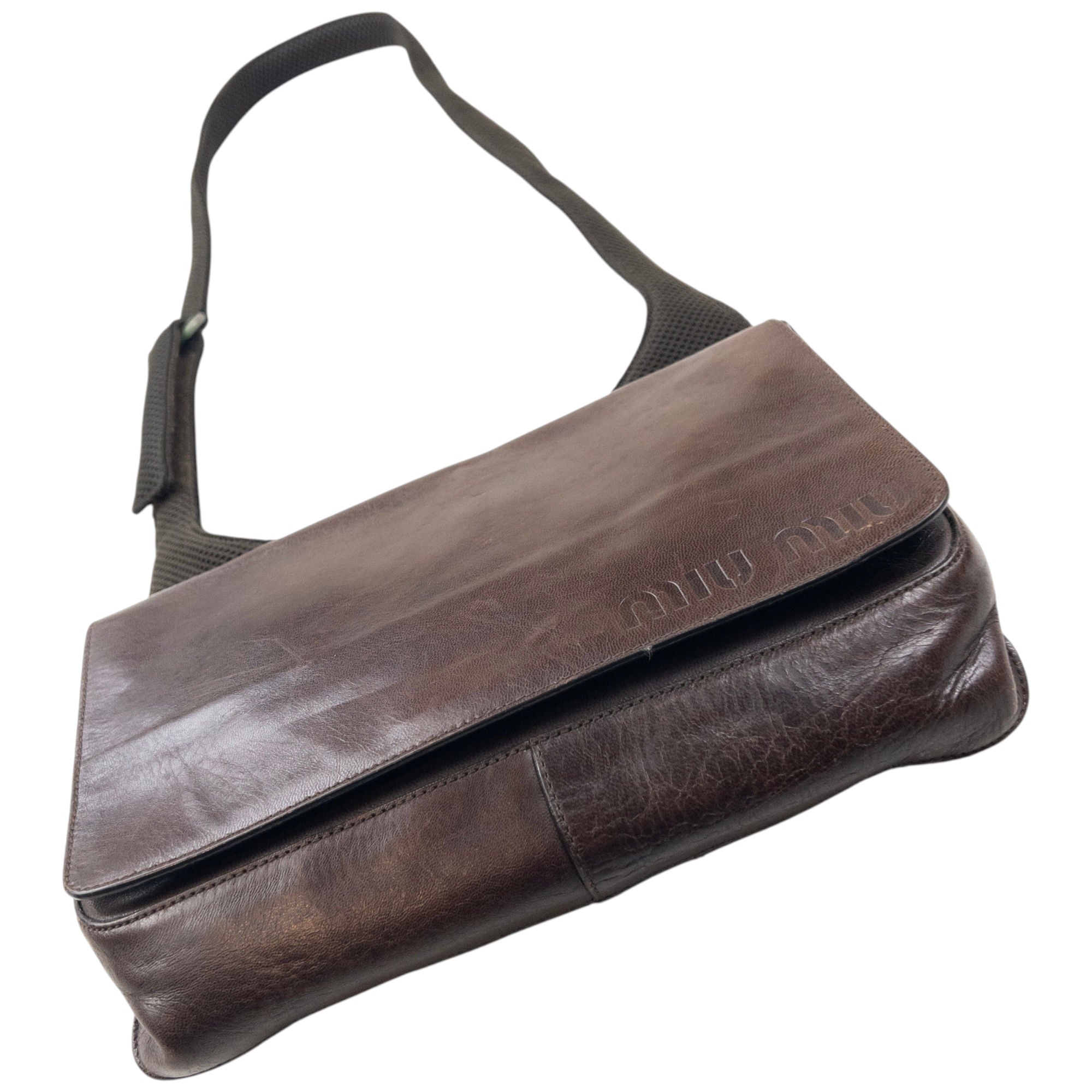 バッグ 1999SS MIU MIU Suede Mesh Body Bag 90s Vintage 1999 Miu Miu Leather And Mesh Crossbody Bag | O/S, Brown