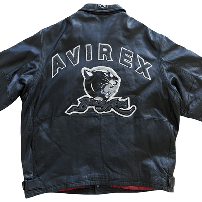 Avirex 'Black Aces' Leather Varsity Jacket - XL | XL, Black