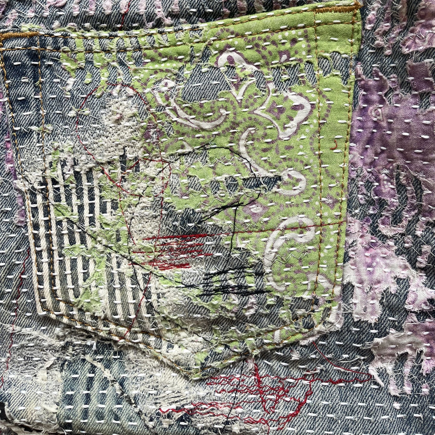 Boro Bandana Sashiko Distressed Jeans - W34"