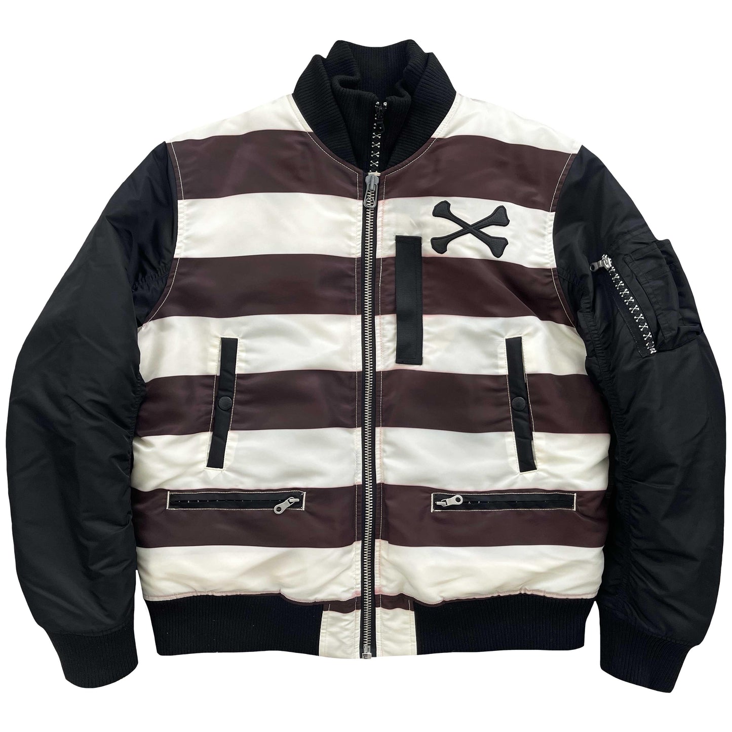 Vanson Leathers Striped Bomber Jacket - XL